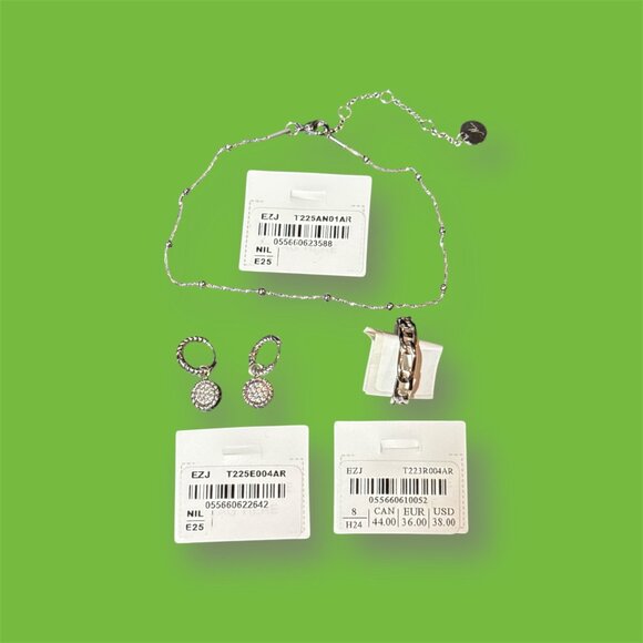 3 Piece Mia Jewelry, anklet, ring (8) and earrings - silver - NWT - Picture 1 of 5